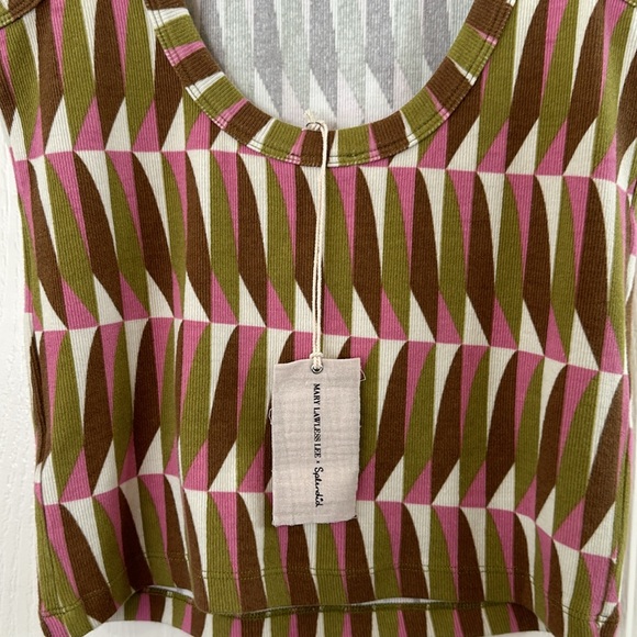 Splendid x Mary Lawless Lee Printed Scoop Back Rib Tank Size M - Picture 9 of 14